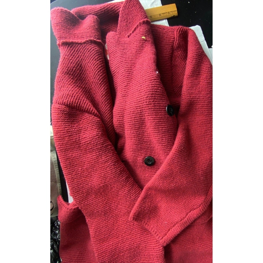 Women's XL Burgundy Chunky Knit Cardigan Button Front Sweater NWT